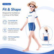 Girls One-Piece Rash Guard Swimsuit – Sunset Glow view 5