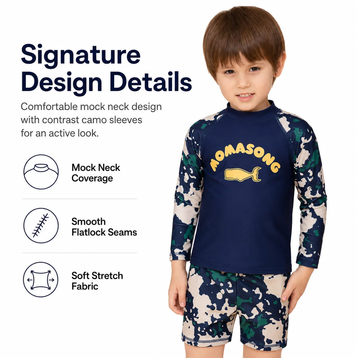 Boys Long Sleeve Rash Guard Set – Whale Adventure view 2