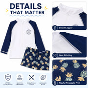 Boys Long Sleeve Rash Guard Set – Deep Sea Blue view 3