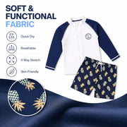 Boys Long Sleeve Rash Guard Set – Deep Sea Blue view 4