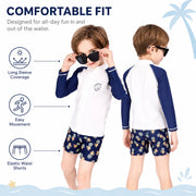 Boys Long Sleeve Rash Guard Set – Deep Sea Blue view 5