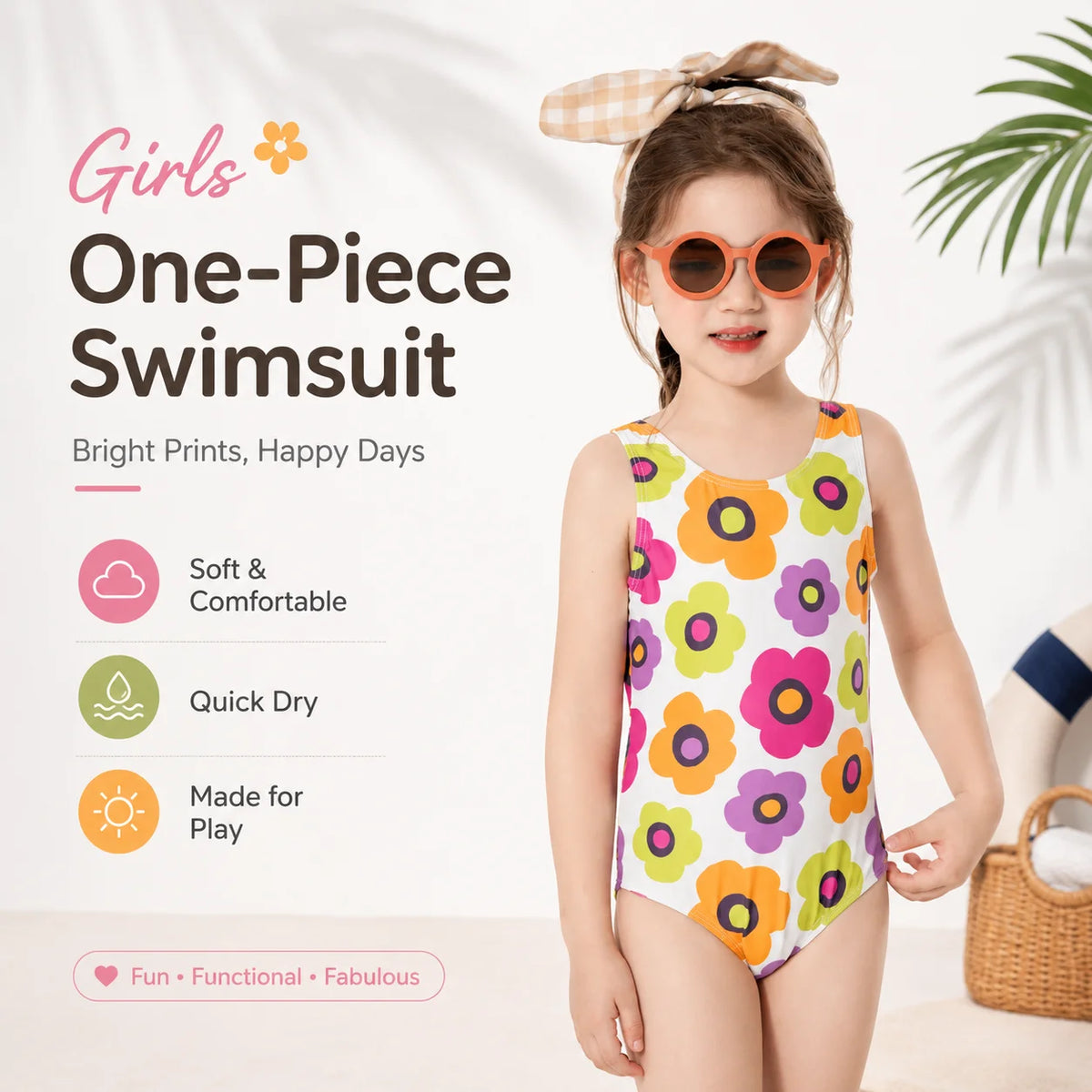 Girls Long Sleeve Rash Guard Set – Sea Shell view 2