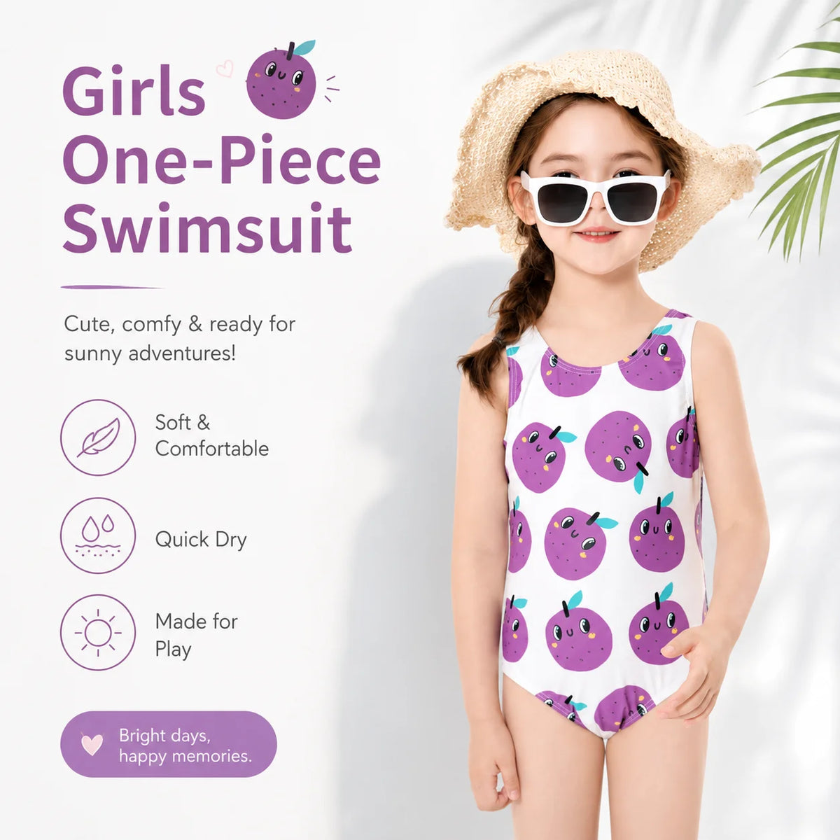 Girls Long Sleeve Rash Guard Set – Sunset Glow view 2