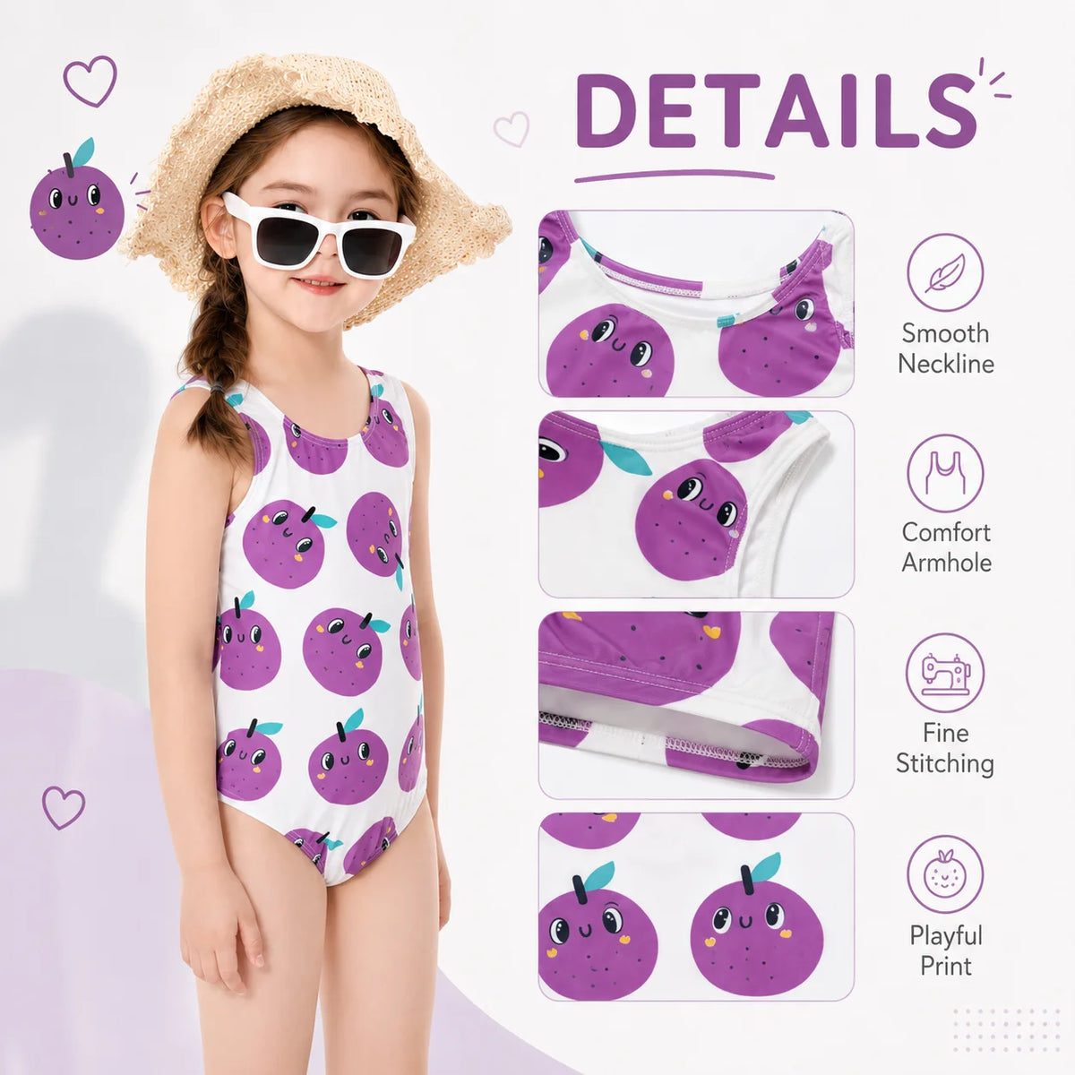 Girls Long Sleeve Rash Guard Set – Sunset Glow view 3