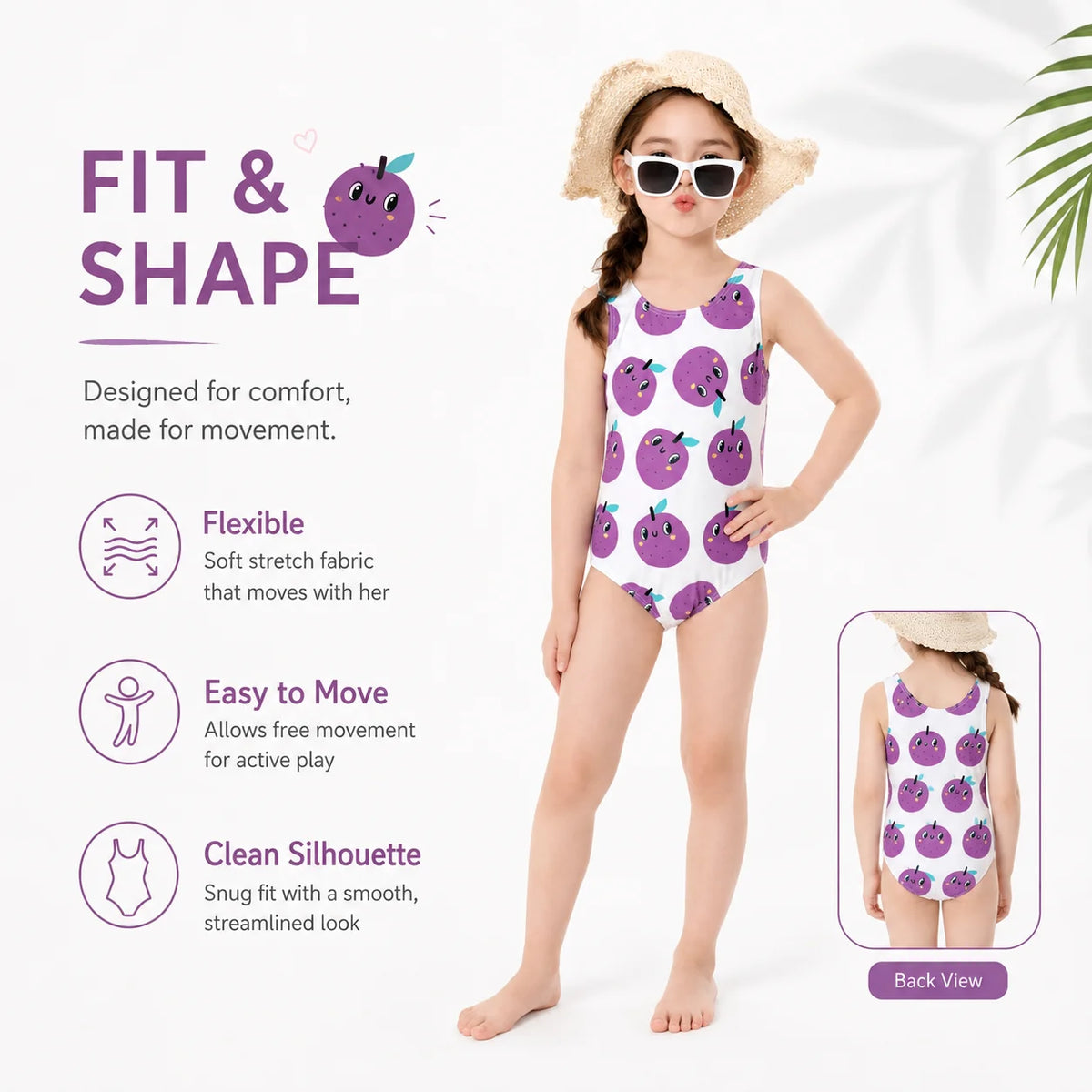 Girls Long Sleeve Rash Guard Set – Sunset Glow view 5