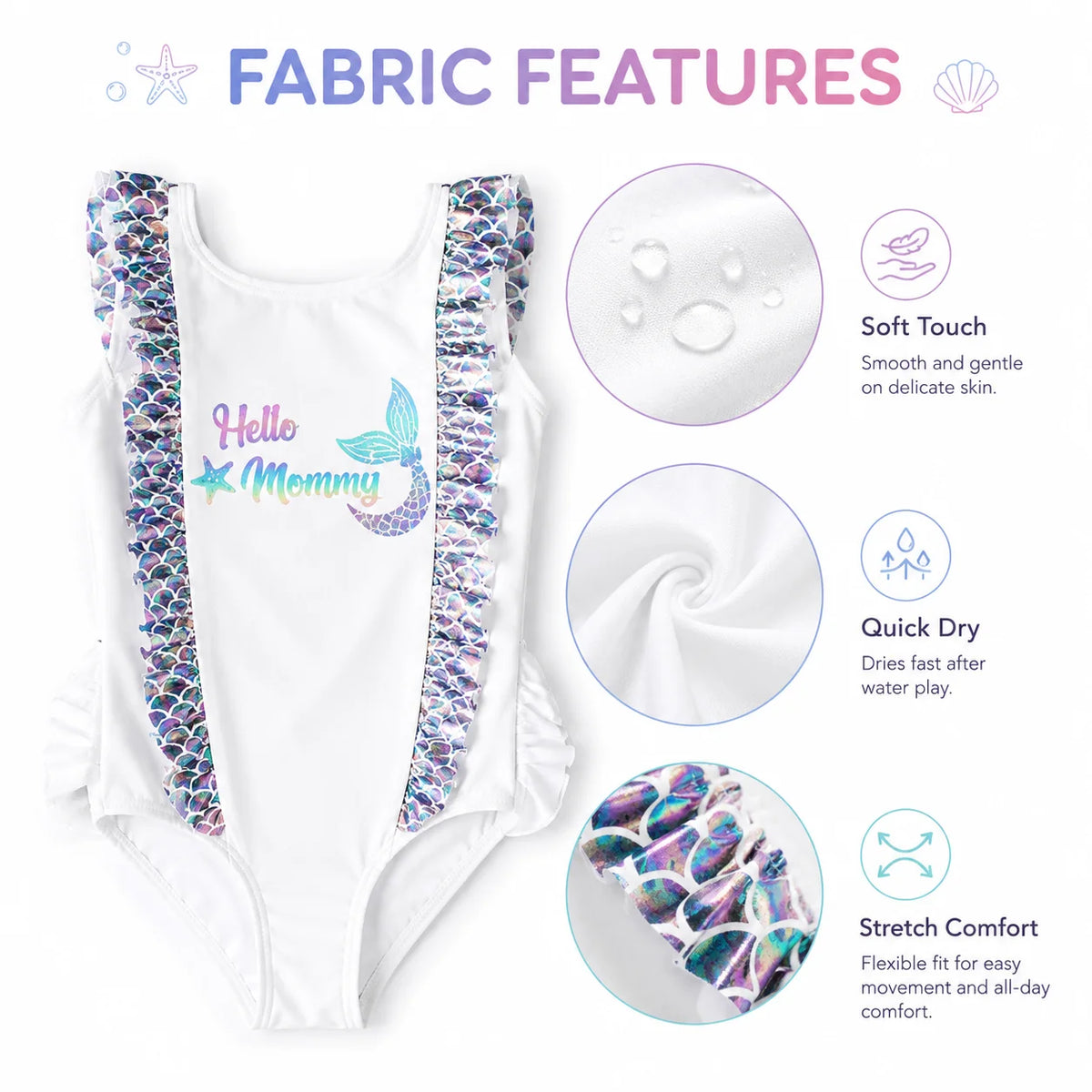 Girls Long Sleeve Rash Guard Set – Mermaid Magic view 4