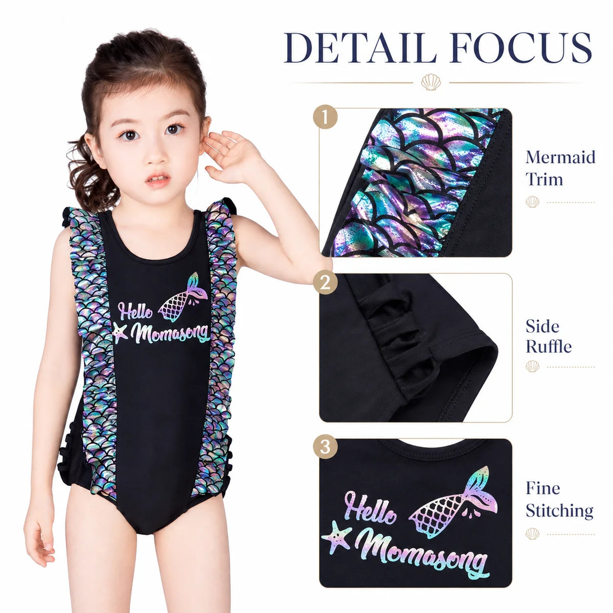Girls Premium One-Piece Swimsuit – Coral Reef view 3