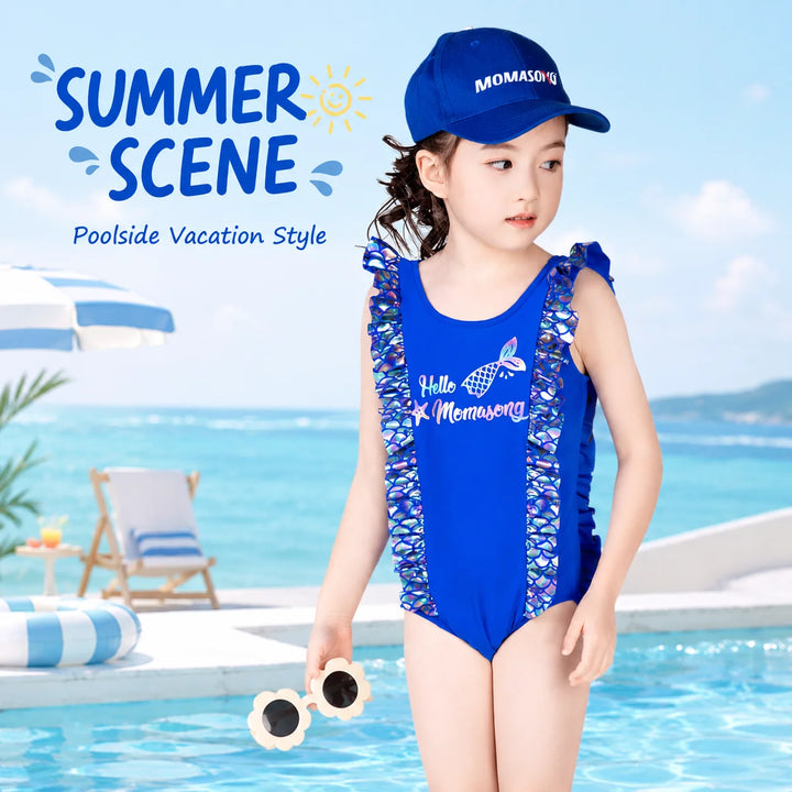 Girls One-Piece Rash Guard Swimsuit – Sunny Waves