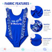 Girls One-Piece Rash Guard Swimsuit – Sunny Waves view 3