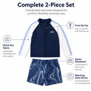Boys Zip-Up Rash Guard Shorts Set – Coastline Explorer view 4