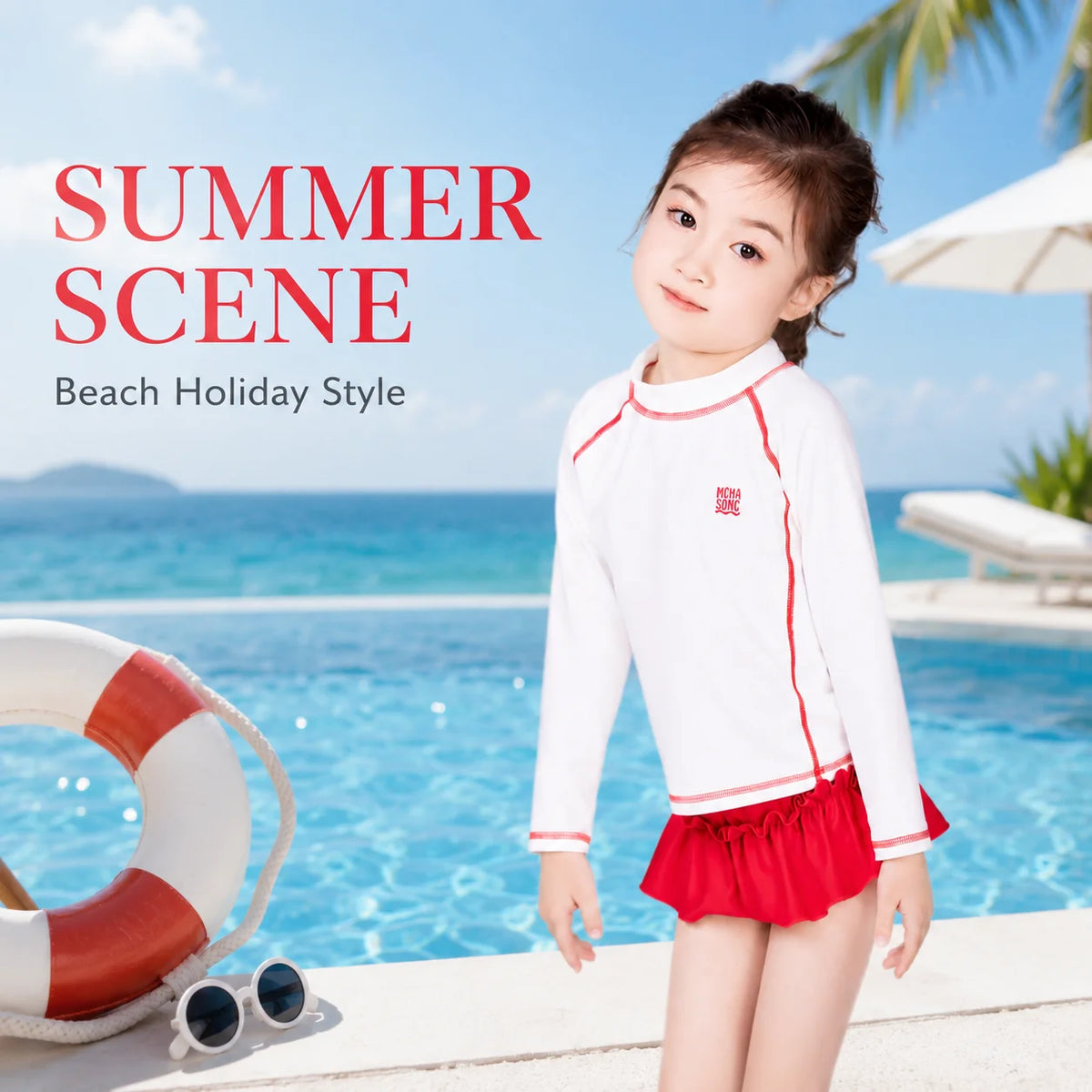 Girls Premium Swim Dress – Aqua Dream