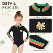 Girls One-Piece Rash Guard Swimsuit – Jungle Leaf view 3