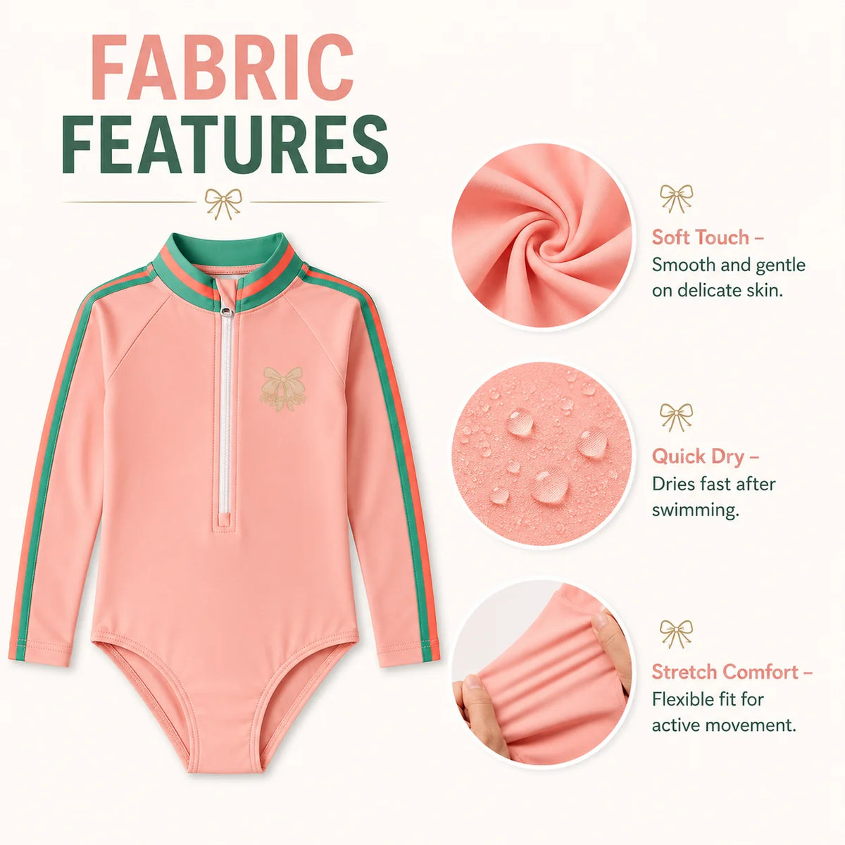 Girls Premium One-Piece Swimsuit – Sea Shell view 4