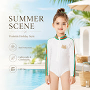 Girls One-Piece Rash Guard Swimsuit – Sunset Glow