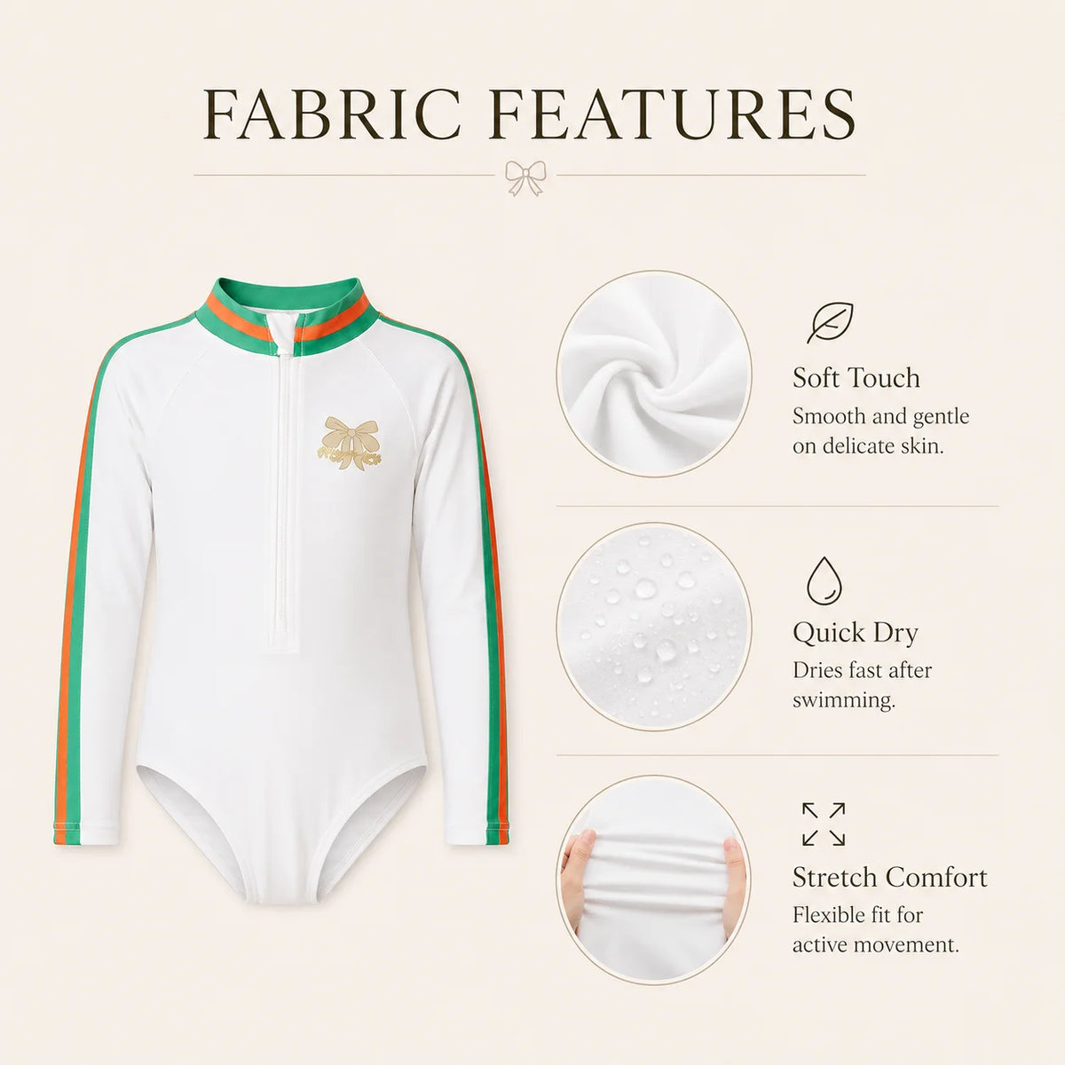 Girls One-Piece Rash Guard Swimsuit – Sunset Glow view 4