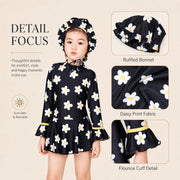 Girls Long Sleeve Rash Guard Set – Tropical Bloom view 3
