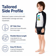 Boys Shark Print Rash Guard Set – Coral Reef view 3