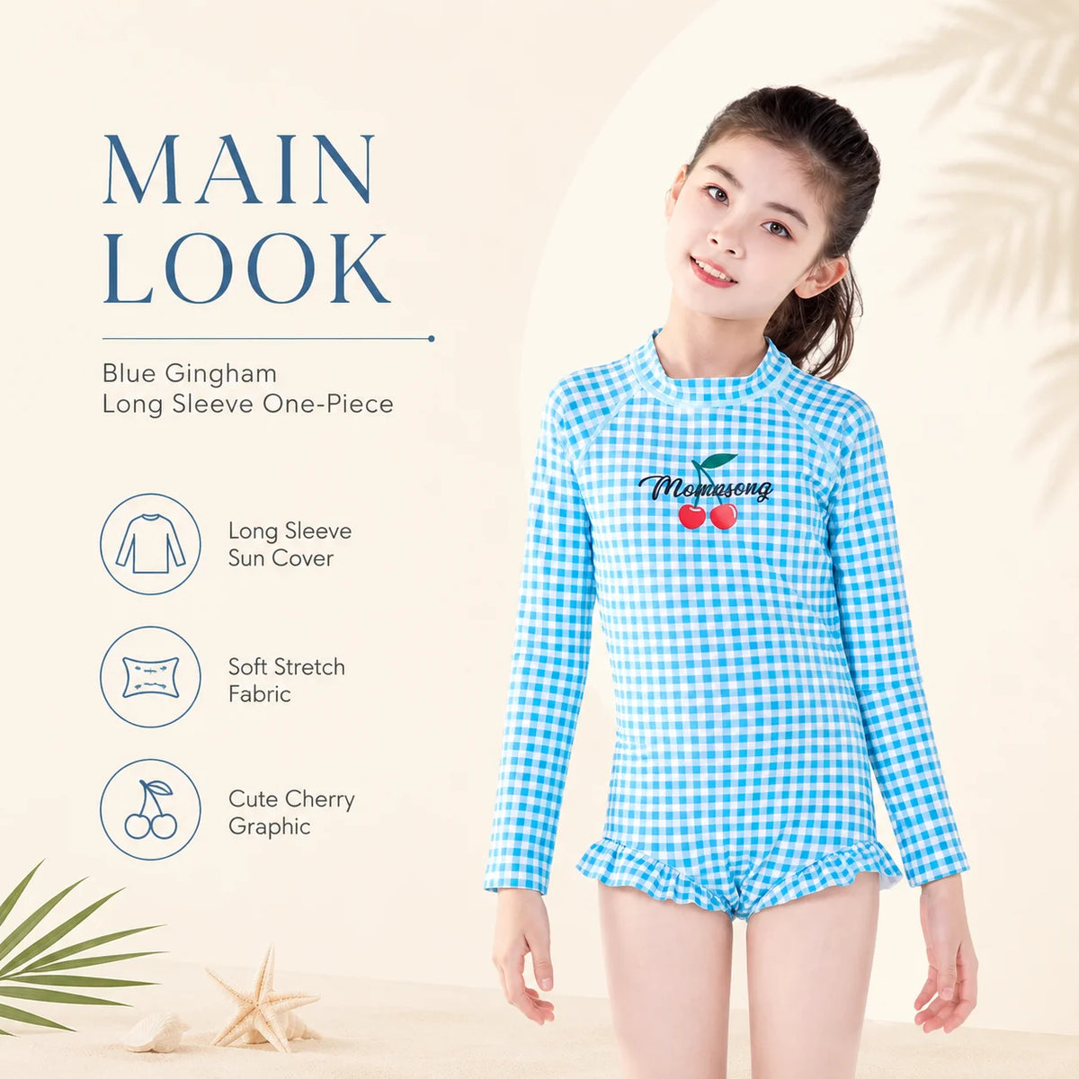 Girls One-Piece Rash Guard Swimsuit – Mermaid Magic view 2