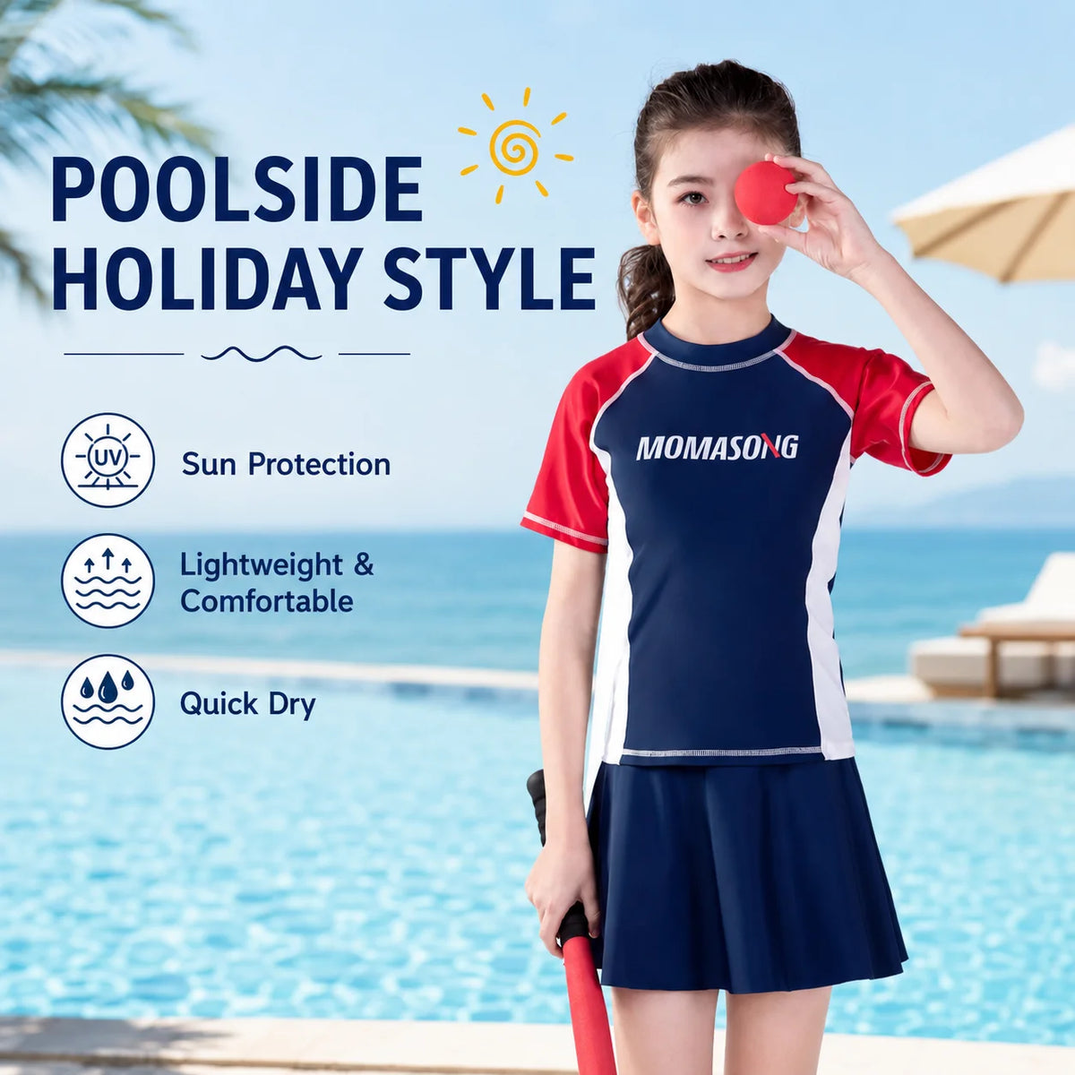 Girls Premium Swim Dress – Coral Reef