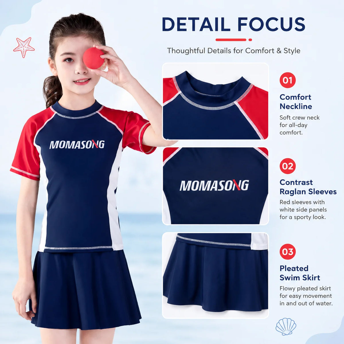Girls Premium Swim Dress – Coral Reef view 3