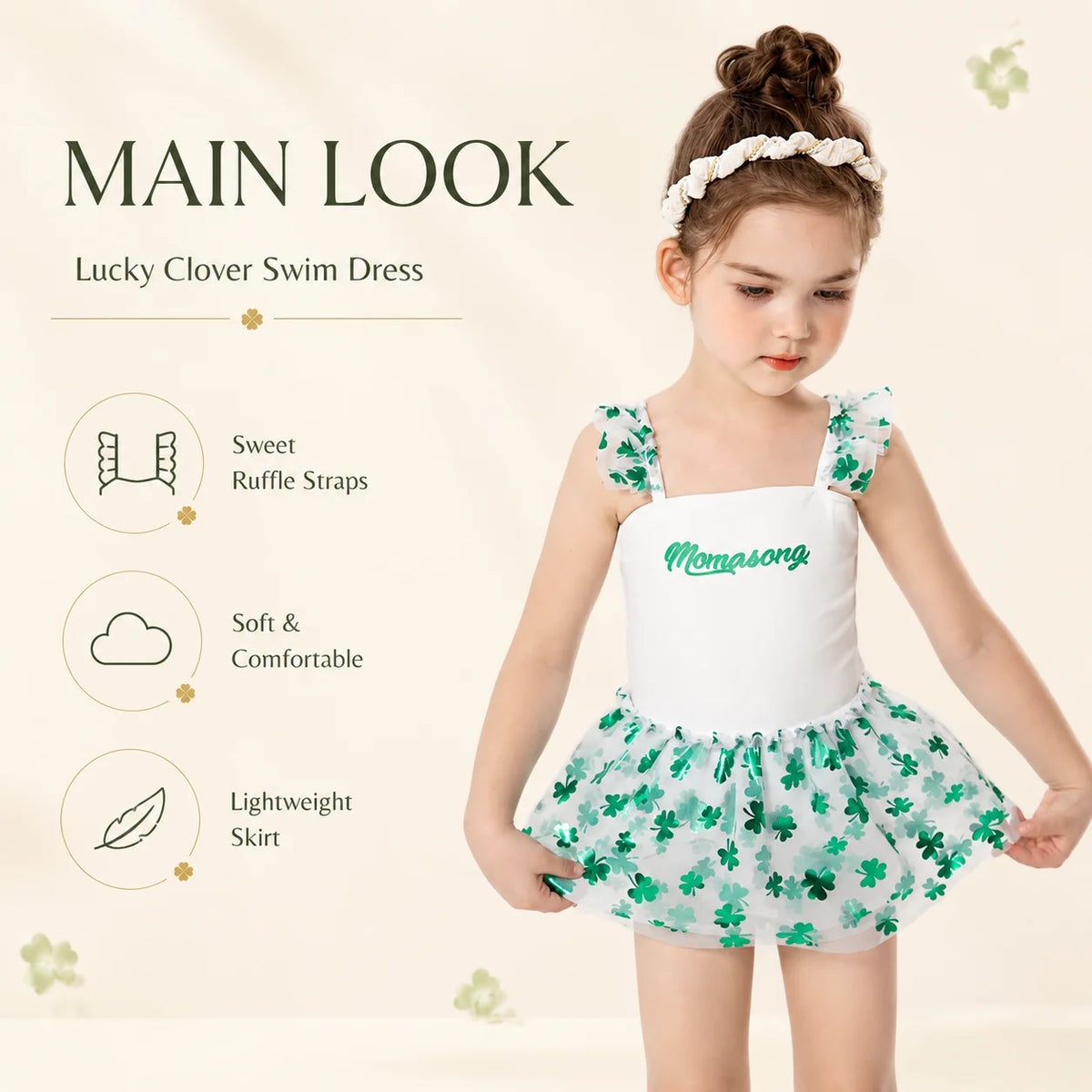 Girls Premium One-Piece Swimsuit – Sunny Waves view 2