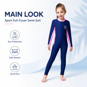 Girls Premium One-Piece Swimsuit – Deep Sea Blue view 2