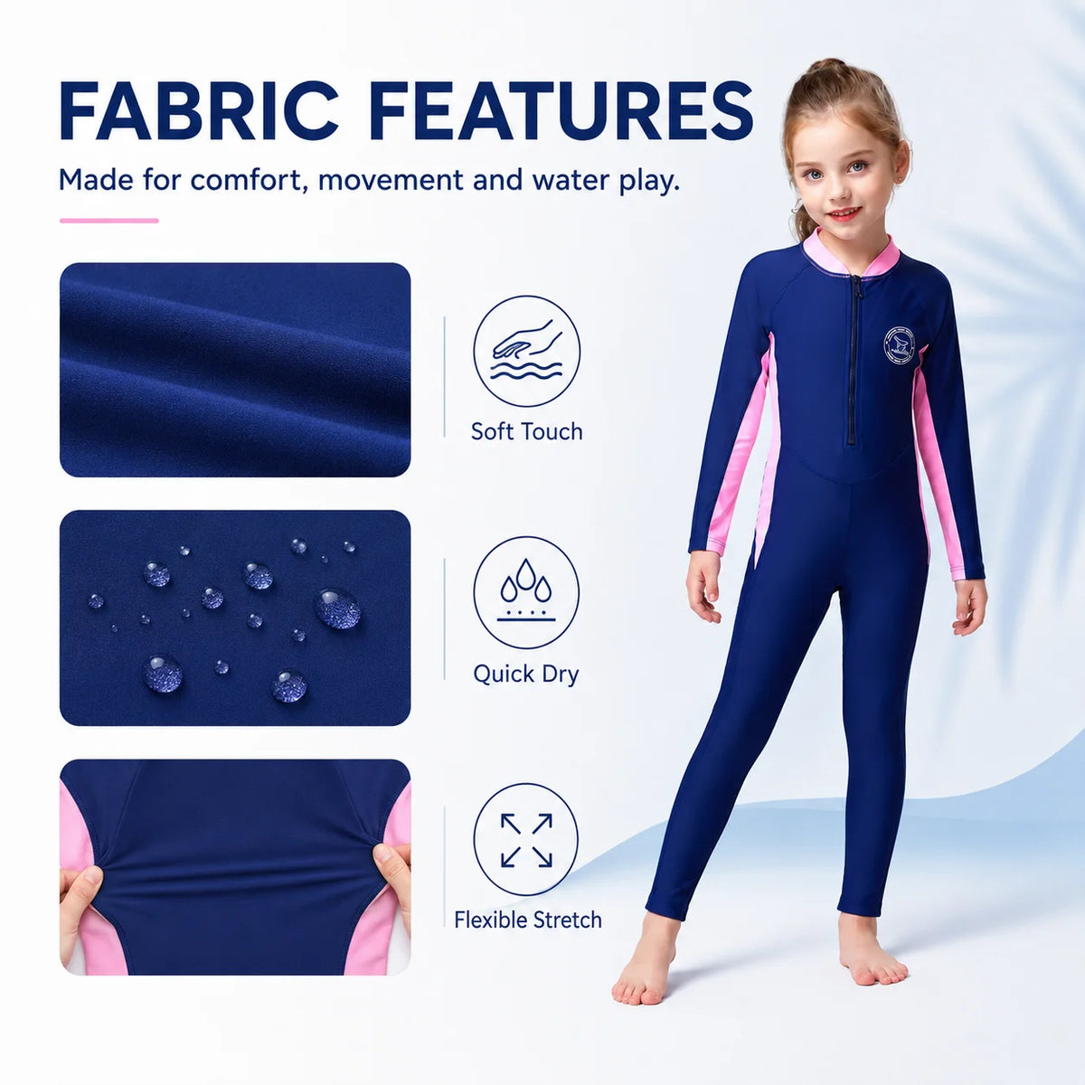Girls Premium One-Piece Swimsuit – Deep Sea Blue view 4