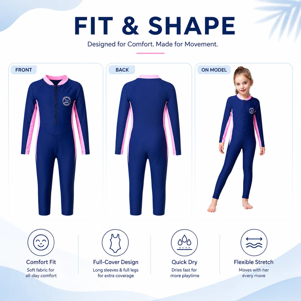 Girls Premium One-Piece Swimsuit – Deep Sea Blue view 5