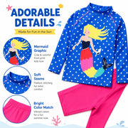 Girls One-Piece Rash Guard Swimsuit – Ocean Waves view 3