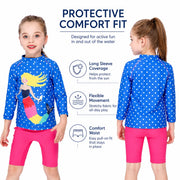 Girls One-Piece Rash Guard Swimsuit – Ocean Waves view 5