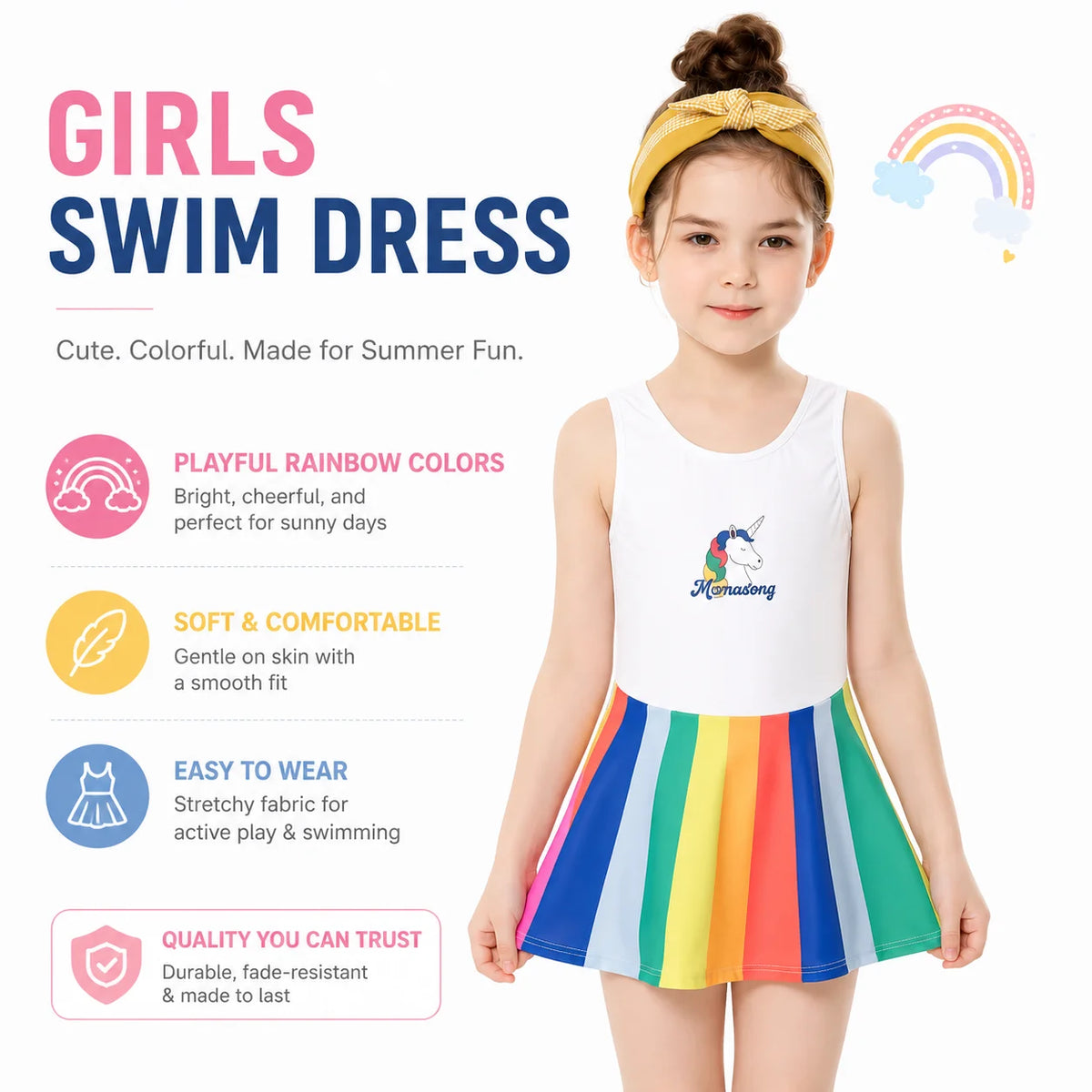 Girls Short Sleeve Swim Set – Aqua Splash view 2