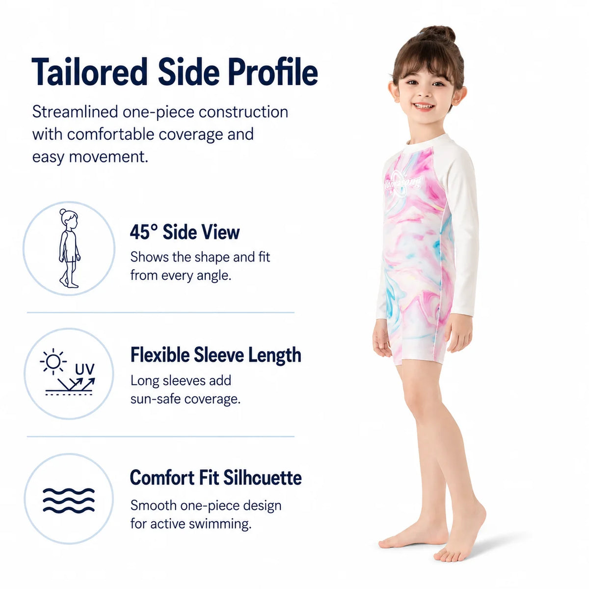 Girls Short Sleeve Swim Set – Sunny Waves view 3
