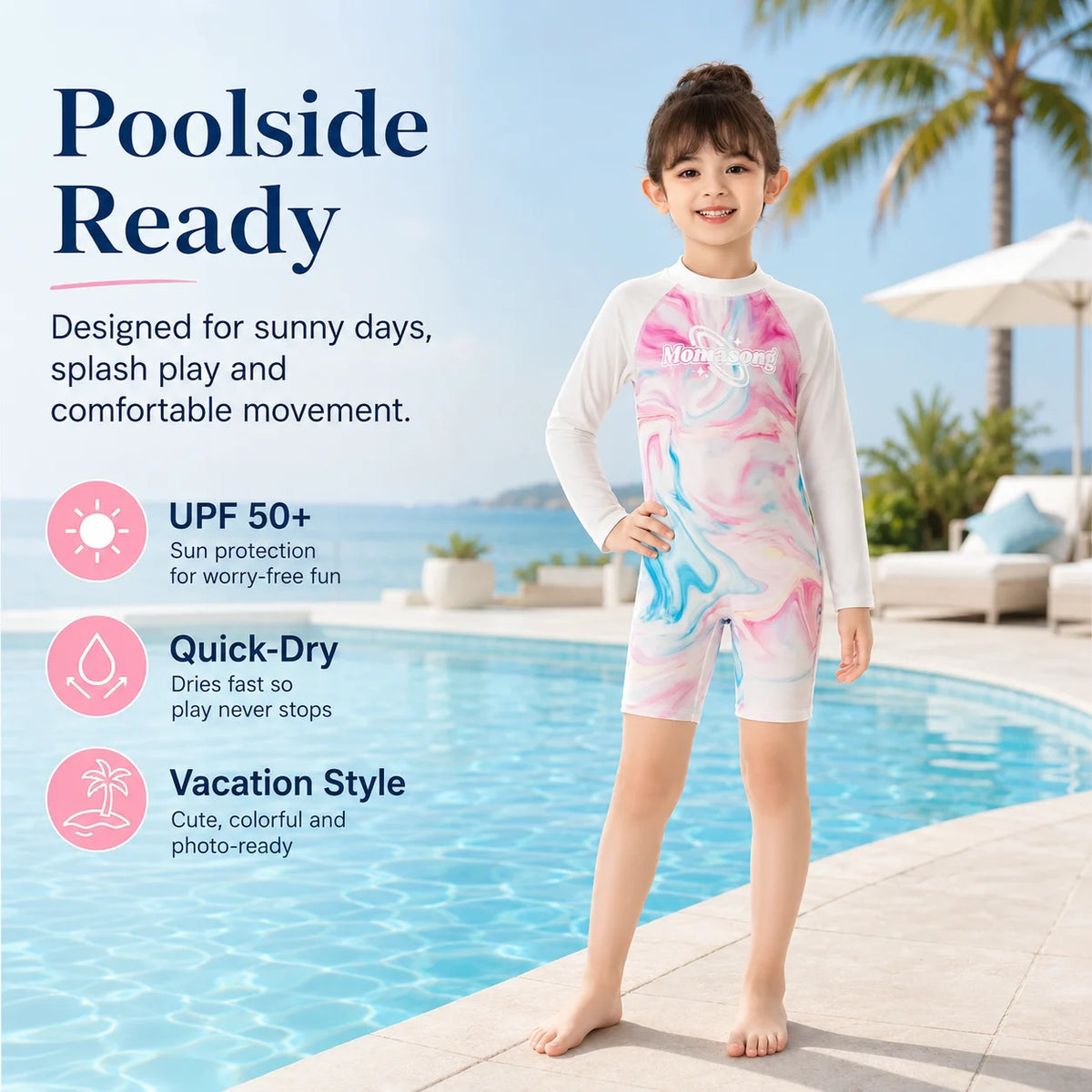 Girls Short Sleeve Swim Set – Sunny Waves view 6