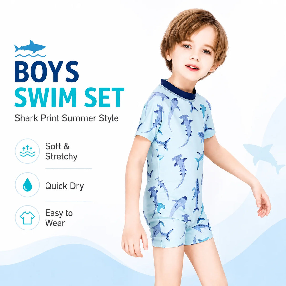 Boys Long Sleeve Rash Guard Set – Splash Party view 2