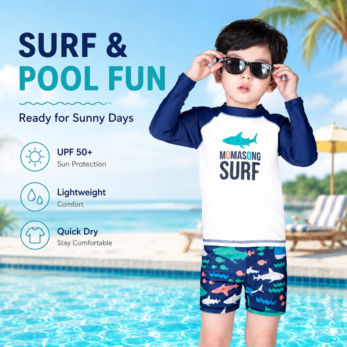 Boys Short Sleeve Swim Set – Beach Day