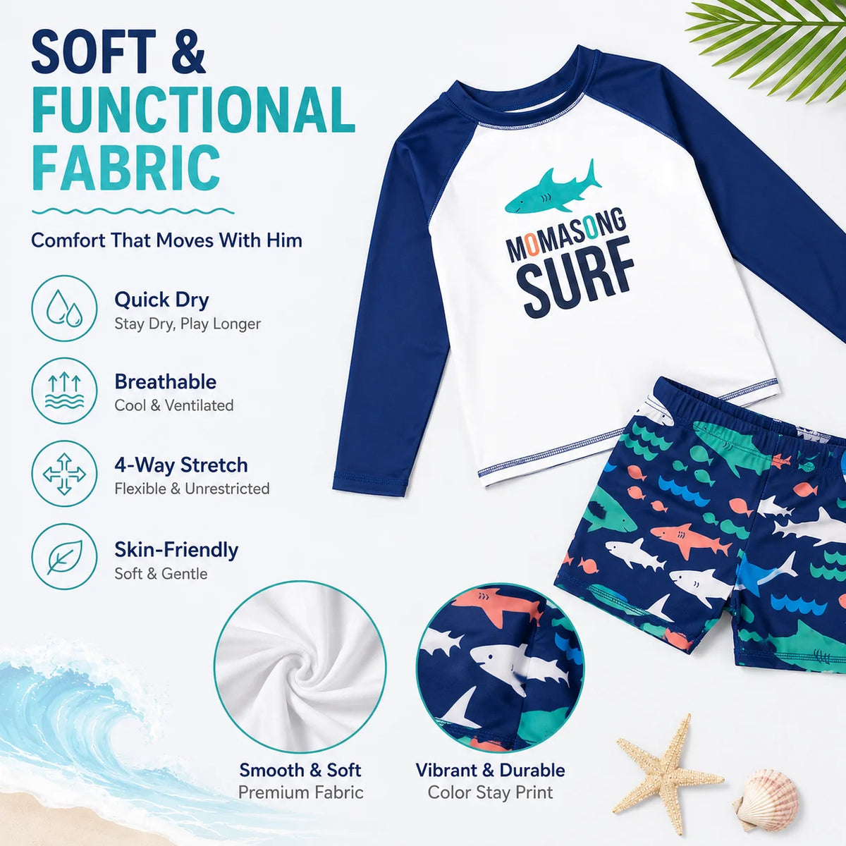 Boys Short Sleeve Swim Set – Beach Day view 4