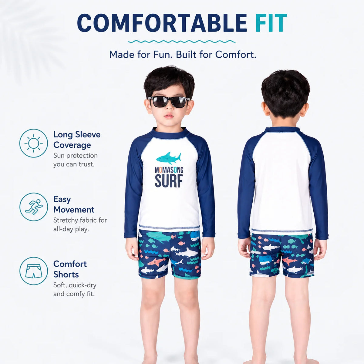 Boys Short Sleeve Swim Set – Beach Day view 5