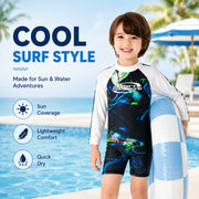 Boys Long Sleeve Rash Guard Set – Whale Adventure