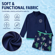 Boys Zip-Up Rash Guard Shorts Set – Coral Reef view 3