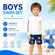 Boys One-Piece Rash Guard Swimsuit – Sunny Waves view 2
