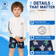 Boys One-Piece Rash Guard Swimsuit – Sunny Waves view 3