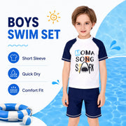 Boys Two-Piece Swim Set – Deep Sea Blue view 2
