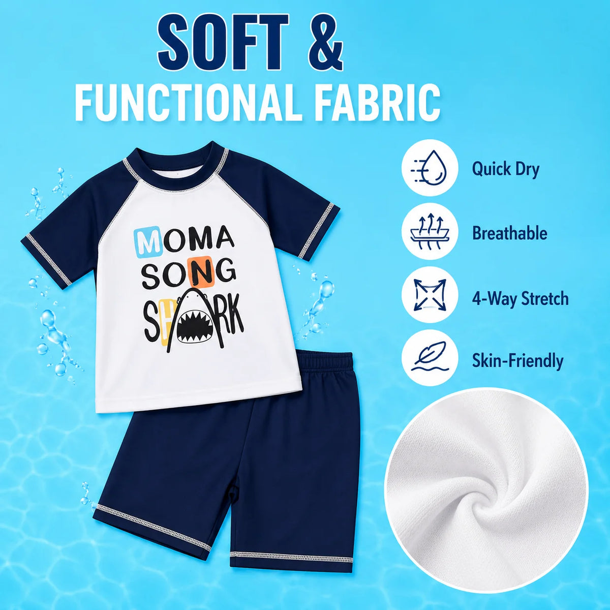 Boys Two-Piece Swim Set – Deep Sea Blue view 4