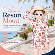 Girls Long Sleeve Rash Guard Set – Deep Sea Blue view 6